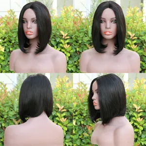 26Inch Straight Menselijk Blend Haar Pruiken Blended Hair T Deel Kant Blend Haar Pruik