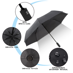Parapluie Automatique Pliant 3 Volets en Fer Anti-UV, Imperméable et Coupe-Vent, avec Impression de Logo Personnalisé, Toutes Saisons - Vente en Gros Promotionnelle - Product Image 4