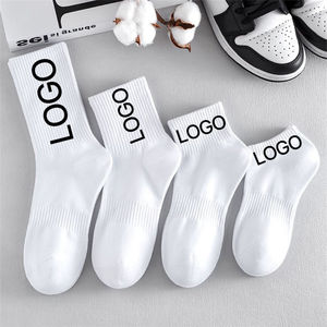 Men's Solid Color Crew <b>Socks</b> 100% Cotton Knitted Breathable Daily Wear Autumn Style <b>Black</b> - Product Image 1