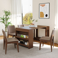 Table à manger extensible et pliable en bois massif avec buffet intégré, design artistique, mobilier de maison pour petits espaces