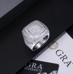 Anel Masculino Iced Out Maserati Redondo de Moissanite com Certificado GRA, Prata 925 Banhada a Platina, Joia de Luxo Hip Hop, Anel de Moissanite - Product Image 2