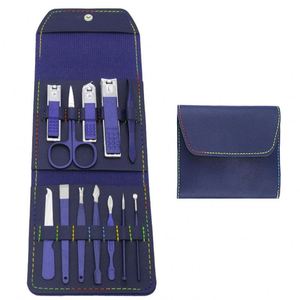 ชุดทำเล็บมือเล็บเท้าสแตนเลสอเนกประสงค์ชุดอุปกรณ์ดูแลเล็บที่ตัดเล็บพร้อมกล่อง PU สองชั้นและกระจก - Product Image 1