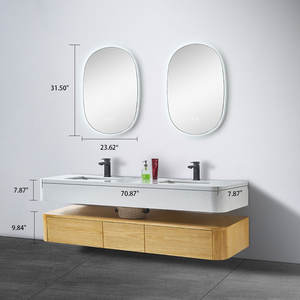 Tocador de baño de montaje en pared de gama alta elegante moderno <span class=keywords><strong>GODI</strong></span> con lavabo doble para baño diseñado por el diseñador suizo - Product Image 2