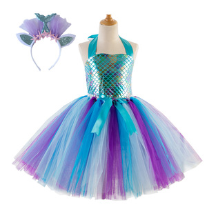 Abito da Sirena per Bambine, Costume in Tulle per Halloween e Natale, Stile Europeo e Americano - Product Image 1