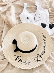 Personalized Bride Sun <strong>Hat</strong> Cute Unique Bridal Shower Gift <strong>Idea</strong> for Bride to Be Gift Beach Bachelorette Gift Bride Beach <strong>Hat</strong> - Product Image 4