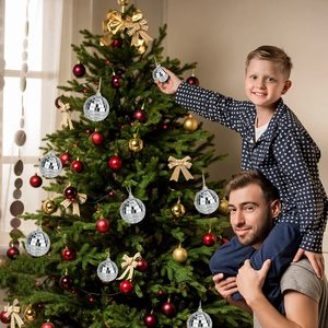 Merry Tree 5cm Silvery Color Glass Mirror <b>Disco</b> Balls 6 Pieces for Christmas Tree Hanging and Home & Party <b>Decorations</b> - Product Image 3