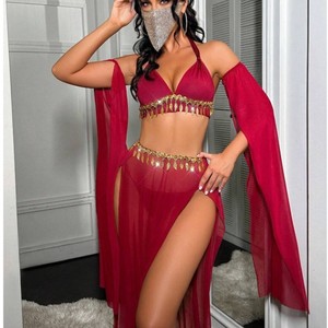 Service de personnalisation de logo, Ensemble de lingerie ODM rouge bordeaux S-XXL, Costume de showgirl une pièce <span class=keywords><strong>sexy</strong></span> rétro pour jeu de rôle, avec contrôle léger, pour le strip-tease - Product Image 3