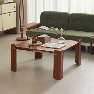 Xiaoka Coffee Table Solid Wood Vintage Black Small Apartment Living Room Side Table - Product Image 4