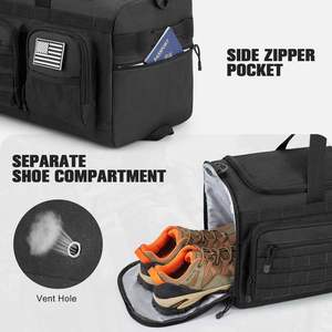 Sac de voyage tactique en denim avec fermeture éclair, capacité 50L, pour la gym et le sport, compartiment à chaussures, résistant à l'eau - Product Image 5