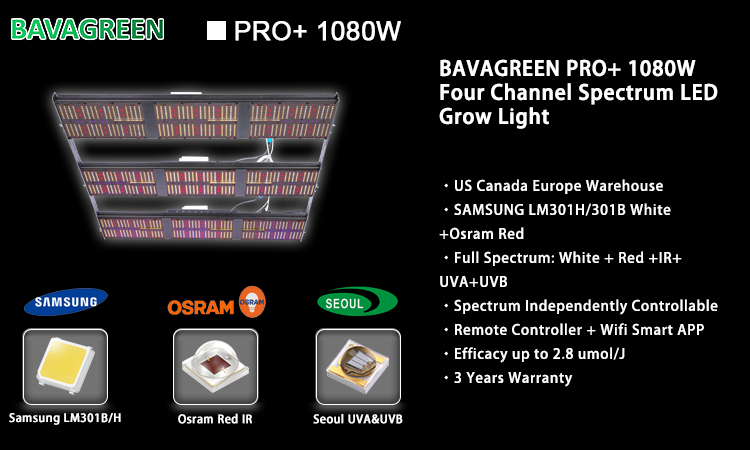 Bavagreen High Power LED Grow Lights 1080w IP65 Quantum Board UV IR