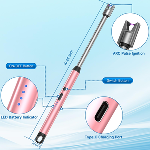 Fashion Windproof Rechargeable USB <b>Electric</b> Multi-Function Arc Lighter Single Plasma <b>BBQ</b> Kitchen Candle Aluminum Metal - Product Image 5