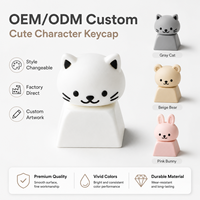 Custom Minimalist Cute Animal Head Keycap Smooth Kitty Bear Bunny Soft Plastic Wear-Resistant Keyboard Topper