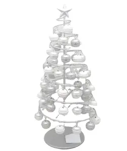 批发室内xmas家居装饰品金属银铃铃儿螺旋迷你桌面人造圣诞树