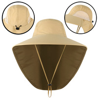 Chapeau de pêche et de randonnée unisexe réglable à séchage rapide avec protection de nuque et éventail anti-humidité pour sports d'été en extérieur