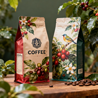 Sacs à café à fond plat personnalisés de 4 oz, 12 oz, 16 oz, 5 lb, refermables, avec valve, pour l'emballage des grains de café