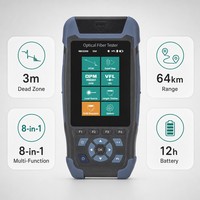 NOVKER NK3200 Mini OTDR, zone morte de 3m, portée de 64km, localisateur de défauts de fibre optique 8-en-1 (VFL, OPM, LS, Cartographie d'événements), testeur portable pour FTTH et sécurité