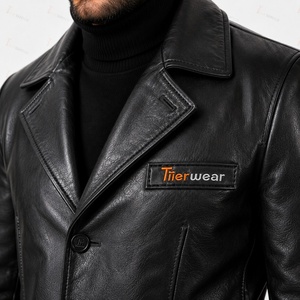 Manteau long en cuir véritable respirant pour homme avec col rabattable - Product Image 6