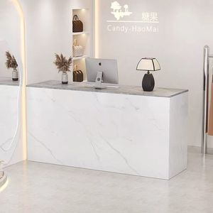 Long comptoir de réception noir pour les magasins de mode, les salons de beauté, les magasins de chaussures et les hôtels - Product Image 3