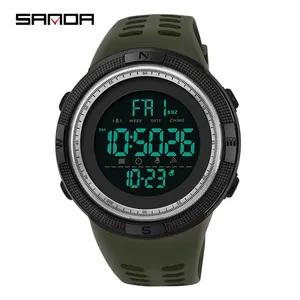 SANDA-reloj Digital de alta calidad para hombre, cronómetro de correa de resina, resistente al agua hasta 5atm, 2003