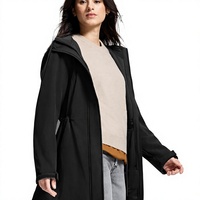 Veste de pluie imperméable pour femme SaphiRose, importée, doublure en polaire, capuche, longue, chaude, veste softshell d'extérieur, polyester/élasthanne