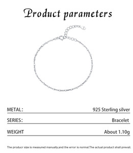 Pulsera fina de plata S925 con diseño de onda elegante, pulsera de cadena reflectante plateada, para uso diario, joyería unisex. - Product Image 2