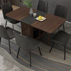 Mesa de Comedor Plegable de Madera Extensible de Estilo Moderno, Muebles Ahorradores de Espacio, Mesa de Comedor Inteligente con 2 Asientos Plegables Ocultos - Product Image 3