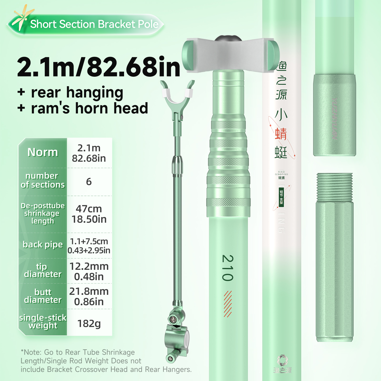 2.1M Rod Rest All-Metal Rod Rest Head All-Metal Rear Support