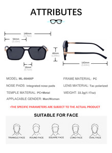 Gafas de sol polarizadas Partagas Retro Designer con logotipo personalizado, montura cuadrada de <span class=keywords><strong>doble</strong></span> puente, protección UV400 para hombres. - Product Image 6