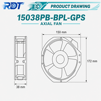 Ventilateur axial AC Tubeaxial Design à roulement à billes 15038PB-BPL-GPS, débit d'air stable, pour ventilation d'armoires industrielles, unité de remplacement AC