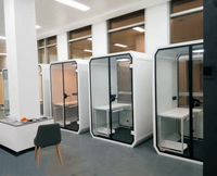 Cabine de réunion insonorisée professionnelle moderne en aluminium pour studio, bureau, hôtel, usage professionnel, enregistrement acoustique pour 6 personnes