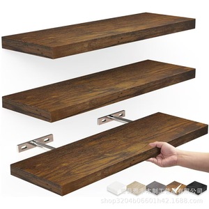 <b>Wall</b> <b>Mounted</b> Wooden <b>Shelf</b> Rectangle 1 Layer Multifunction Storage Rack For Living Room Bedroom - Product Image 5