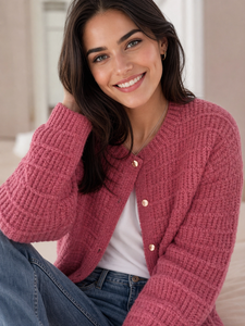 <span class=keywords><strong>Cardigan</strong></span> in Maglia Crema Stile Vintage Francese Personalizzato OEM ODM, Elegante Maglione a Maniche Lunghe Slim Fit per Donna, Stile Old Money - Product Image 6