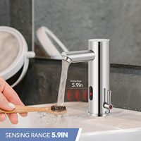 Robinet de lavabo de salle de bain automatique en laiton sans contact à montage sur pont capteur activé par le mouvement commercial mains libres poignée unique