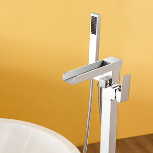 Juego De Grifo De Baño De Soporte Sin Suelo Grifo De <span class=keywords><strong>Banera</strong></span> Bañera Mezclador De <span class=keywords><strong>Ducha</strong></span> Baño Latón Cromado Moderno Contemporáneo - Product Image 3