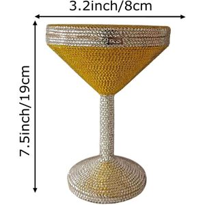 Pochette de soirée tendance pour femme en forme de gobelet scintillant avec pierres précieuses et strass, sac à main pour invitées de mariage - Product Image 6