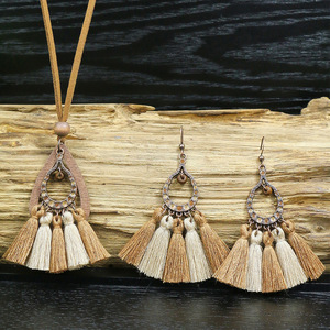 Bohemian Tassel <b>Necklace</b> And Earring <b>Set</b> Alloy Antique <b>Silver</b> Plated Women's Party Jewelry Fashion <b>Set</b> - Product Image 3