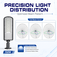 Lampadaire LED extérieur en aluminium moulé sous pression IP66, 180 lm/W, 50-200 W, avec capteur pour parking et cour