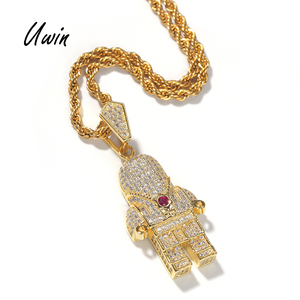 <span class=keywords><strong>Collier</strong></span> d'astronaute connecté, pendentif d'astronaute CZ, en zircone cubique, de style rappeur pour garçons - Product Image 2