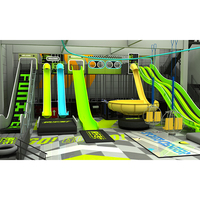 Parc d'aventure professionnel personnalisé en fibre de verre pour centres commerciaux, avec toboggan géant intérieur, parcours de cordes intégré et structure ondulée
