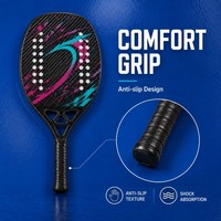 Raquette de beach tennis professionnelle HYM 3K en carbone avec noyau en mousse EVA pour joueurs professionnels et commandes sous marque privée