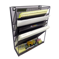 Organisateur de fichiers suspendu mural noir, organisateur de fichiers en maille métallique à 5 couches en Stock, vente en gros