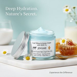 Crème hydratante 50 ml au miel naturel, beurre de graisse de bœuf nourri à l'herbe et huile d'olive, réparatrice, apaisante, anti-inflammatoire pour peaux normales, OEM - Product Image 2