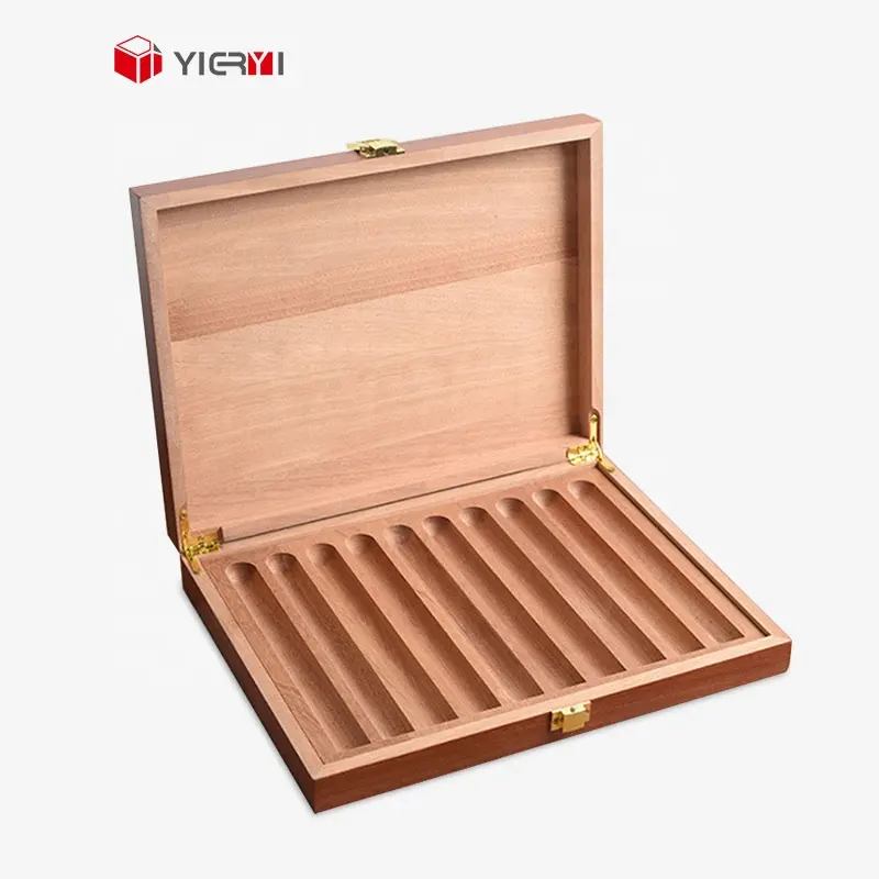 Bán buôn giá thấp tùy chỉnh Lưu trữ gỗ hộp xì gà Cigar Humidor với da Top Laser khắc logo