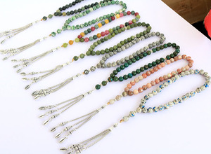 PBB1096 <span class=keywords><strong>Rosario</strong></span> Islamico <span class=keywords><strong>Turco</strong></span> Fatto a Mano con 33 Perle in Pietra, Tesbih Misbaha Tasbeeh, Sibha con Perle Rotonde da 8mm - Product Image 6