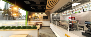 Meubles de magasin de jus de fruits de magasin d'alimentation de décoration de conception de <span class=keywords><strong>pizzeria</strong></span> verte à <span class=keywords><strong>vendre</strong></span> - Product Image 6