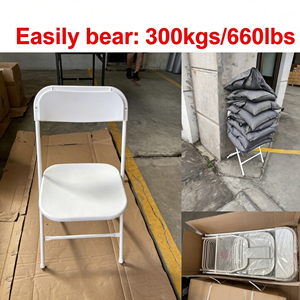 Wholesale Lightweight Portable Heavy Duty <strong>Outdoor</strong> Garden Wedding Banquet Event <strong>Stackable</strong> Foldable White Plastic Folding <strong>Chairs</strong> - Product Image 2