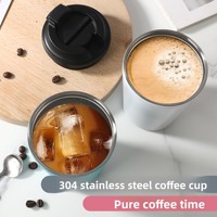 Tasse à café isotherme portable en acier inoxydable 304, double paroi, avec échelle graduée, idéale pour les cadeaux d'affaires et le bureau