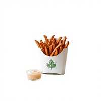 Boîtes à frites en papier sulfurisé, contenants jetables pour plats à emporter, logo personnalisé