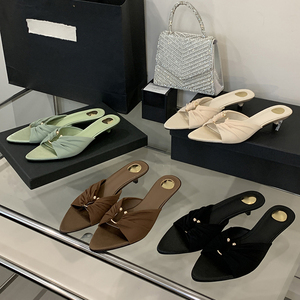 Sandalias Planas Elegantes Francesas de Diseño 2025 con Punta Abierta para Mujer, Color Verde Seda, Primavera-Verano, para Fiestas - Product Image 6