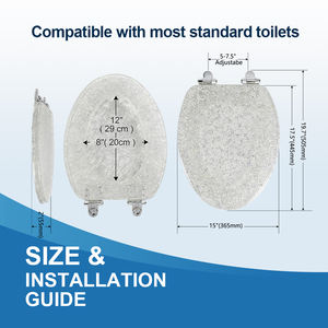 Länglicher Luxus Silber flocken Acryl Toiletten sitz v-förmiger Toiletten bezug Transparenter WC-Deckel für moderne Badezimmer dekoration - Product Image 5